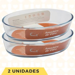 2 Peças Assadeiras Travessas 3L Vidro Liso Resisteste S/ Tampa