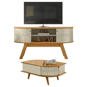 Rack Bancada Atlanta com Mesa de Centro Indianápolis Cumaru Opala - Madetec