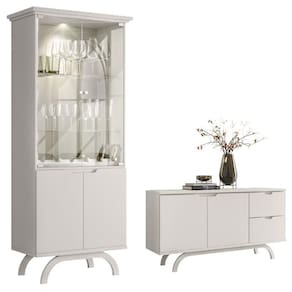 Cristaleira e Aparador Buffet Vicenza Off White - New Ceval