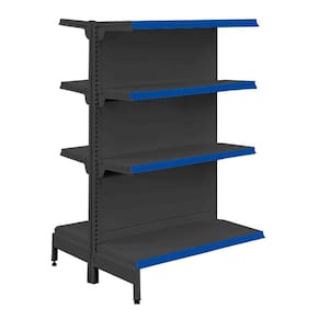 Gôndola Prateleira Preta 4 Níveis 40x30 New Plus 1,40 Central Continuação pe Azul - Sa Gôndolas