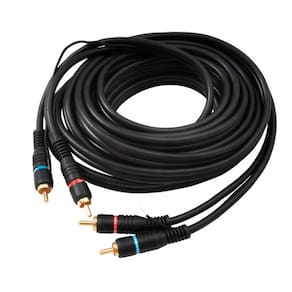 Cabo 2Rca + 2Rca Macho C/ Fio Terra Gold 5M Az