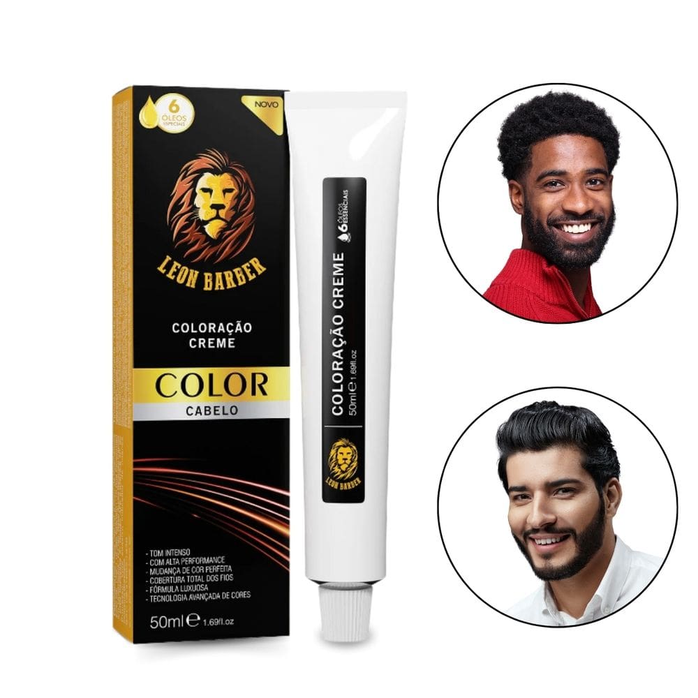 Coloração Creme Cabelos Preto Intenso 1.0 Leon Barber 50ml