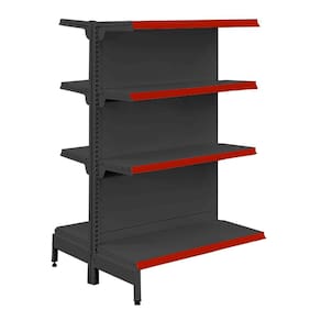 Gôndola Prateleira Preta 4 Níveis 40x30 New Plus 1,40 Central Continuação pe Vermelho - Sa Gôndolas
