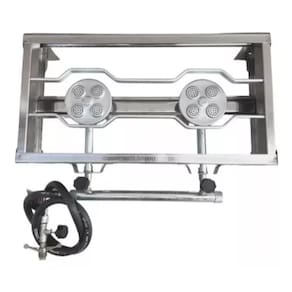 Fogão Fogareiro Inox Duas Bocas Camping Caminhão Portatilgás