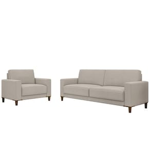 Sofá 3 Lugares 214cm Com 01 Poltrona Zaire M22 Linho Areia     - Mpozenato