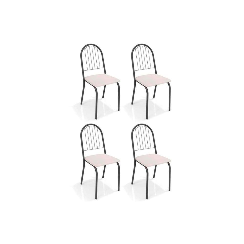 Cadeira Sala de Jantar Noruega 4C077PRF Kit 4 Un Preto Fosco/Courano Branco - Kappesberg