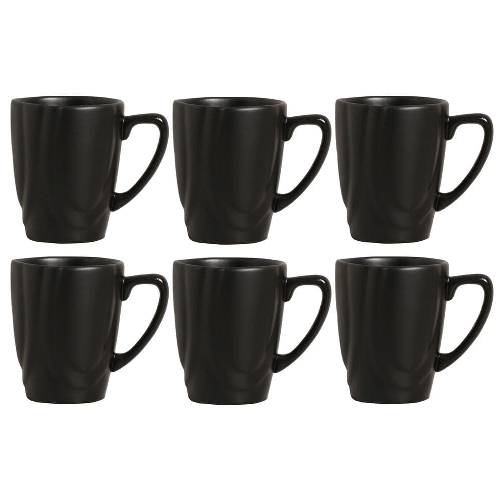 Conjunto de 6 Canecas em Cerâmica Preto Acetinado 280ml - Alleanza