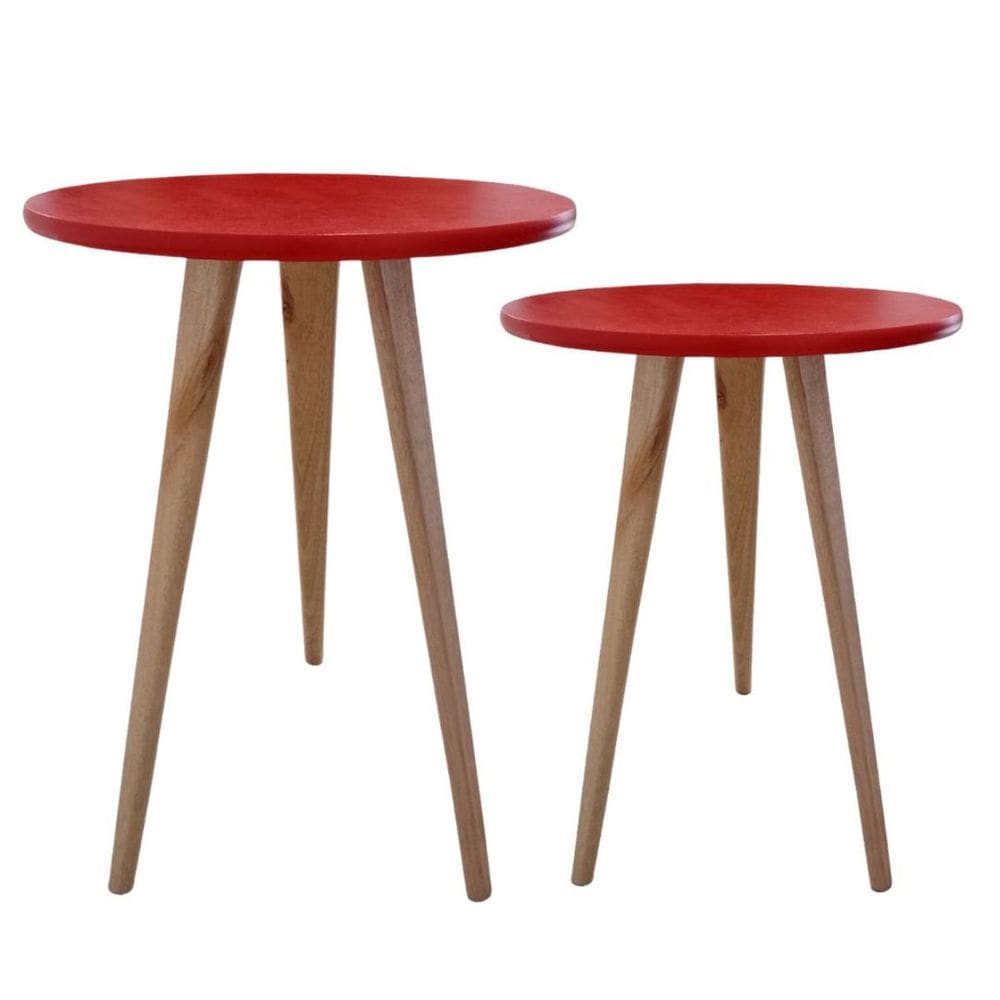 Kit 2 Mesas Lateral de Canto Apoio Redonda Karina 56 e 68 cm