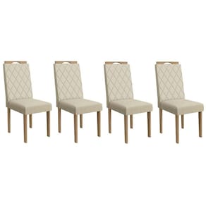 Cadeira Sala de Jantar 2CAD153EA Kit 4 Un Eucalipto/Linho Bege A019 - Kappesberg
