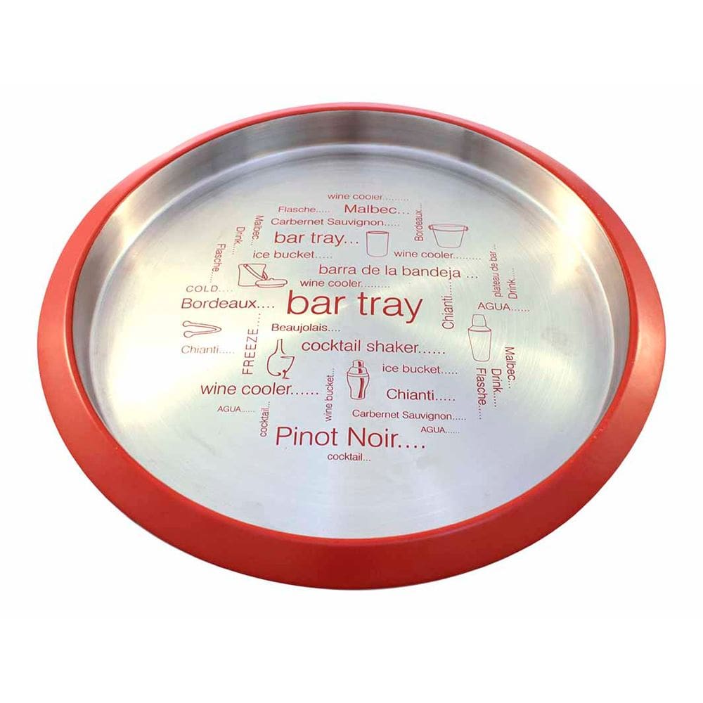 Bandeja De Inox Estampada Para Servir Drinks E Bebidas 35Cm