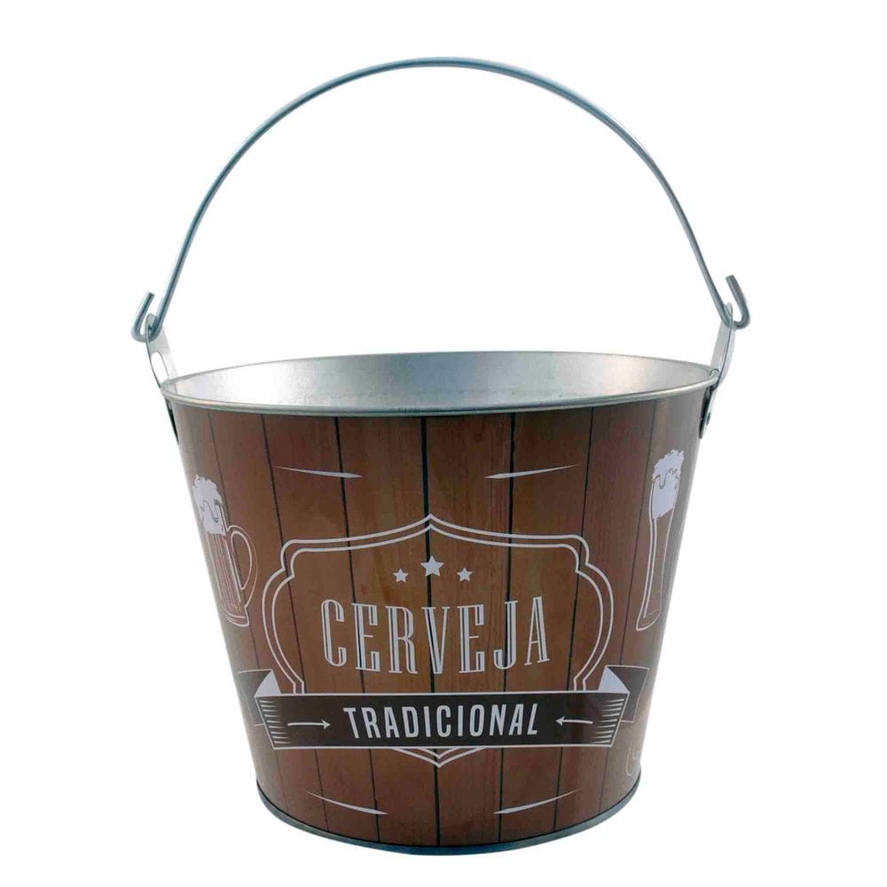 Balde de Metal para Cerveja Estampado Beer Churrasco 4.8 Litros