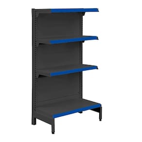 Gôndola Prateleira Preta 4 Níveis 40x30 New Plus 1,40 Ponta pe Azul - Sa Gôndolas