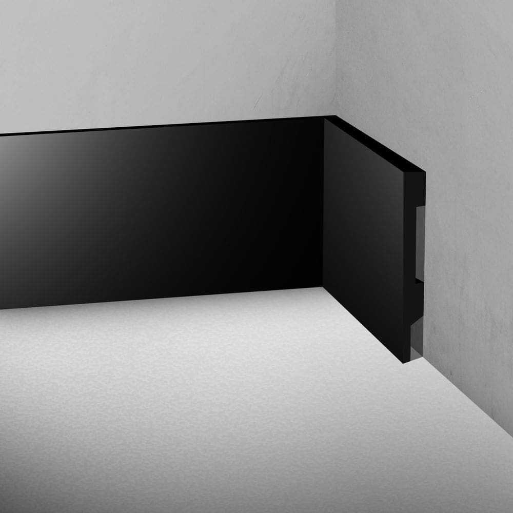 Kit 10 Barras Rodapé Poliestireno 15cm Liso Preto 2m RM Decor