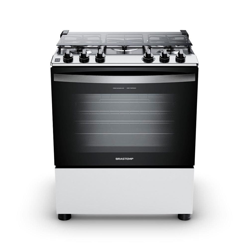 Fogão Brastemp 5 Bocas Com Botões Removíveis e Exclusivo Aro Protetor Branco BFS5NDB - Bivolt