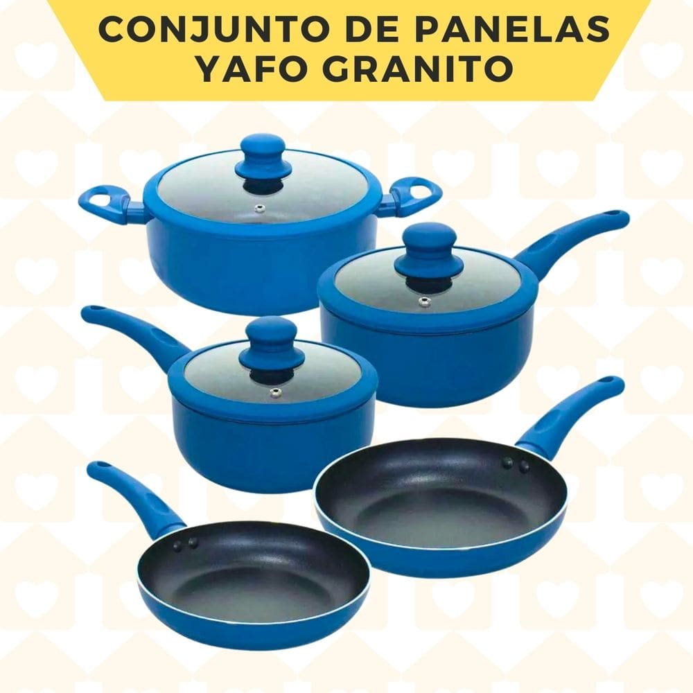 Conjunto de Panelas 5 Peças Yafo Cerâmica com Tampa Silicone