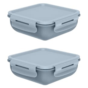 Marmita Hermética Micro-ondas OU Quadrada 2un Marmitou Azul