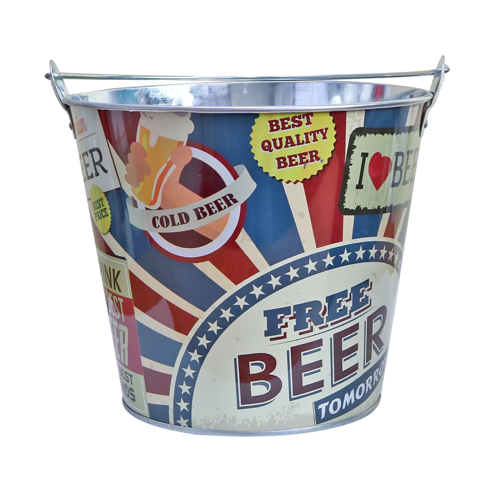 Balde De Metal Para Cerveja Estampado Beer 7.6 Litros