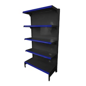 Gôndola Prateleira Preta 5 Níveis 40x30 New Plus 1,70 Parede Inicial pe Azul - Sa Gôndolas