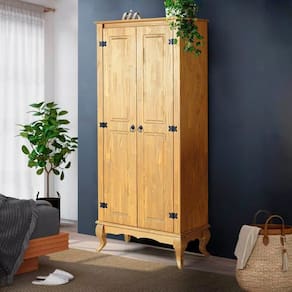 Guarda Roupa 2 Portas Madeira Maciça Rústico Pés Luis Xv Mel 4000 Denk