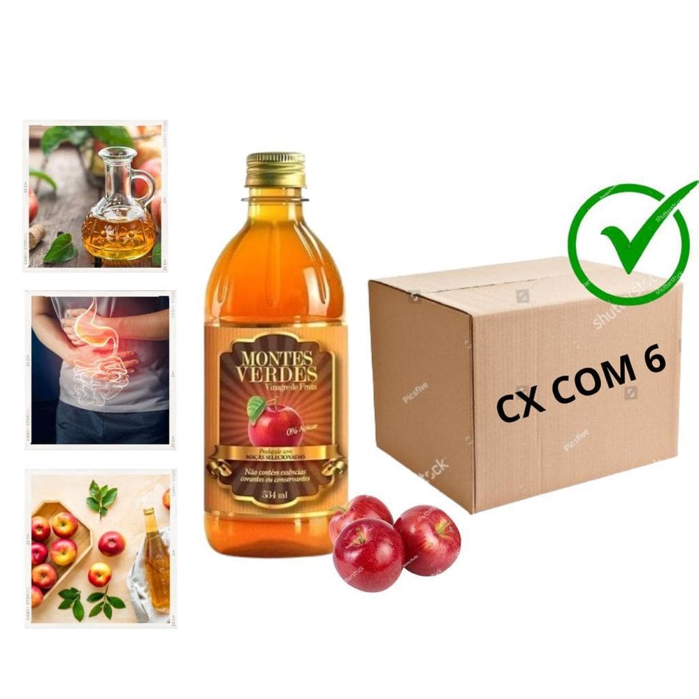 6x Vinagre de Maçã Natural Montes Verdes (Garrafa Pet) 530ml