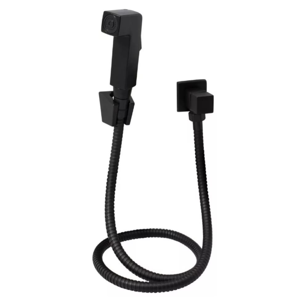 Ducha Higiênica Quadrada Black Matte Preta 1/4v