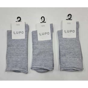 Kit 3 Pares Meia Sem Punho Cinza Unissex Algodão Lupo 1275-011.Tamanho 45 a 48.