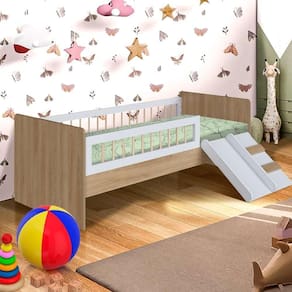 Cama Infantil C- Colchão E Grade 135x193cm Aveiro Oak Branco