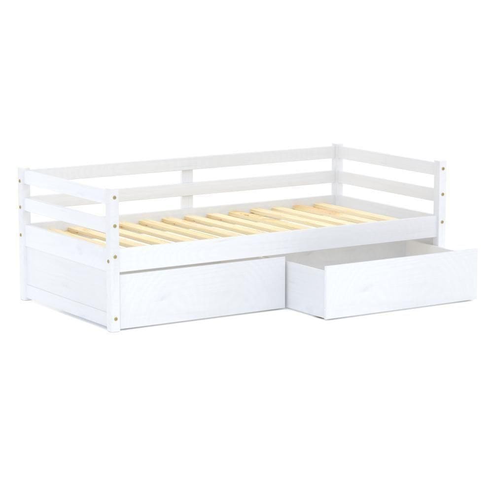 Cama Infantil Dreams Com 02 Gavetas Madeira Maciça Branco Megamobilia