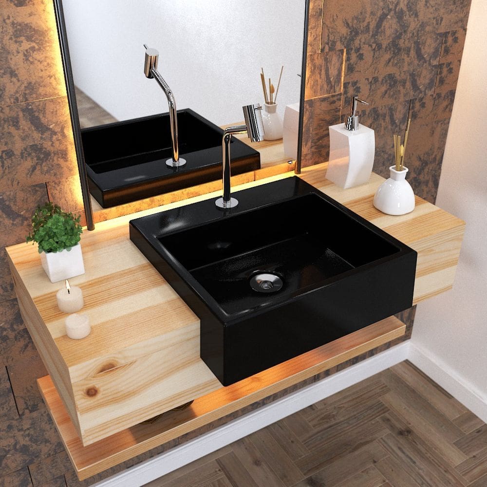 Kit Cuba XQ395 com Torneira Pratika 1060 Metal e Válvula 1” com Sifão PVC e Flexível Compace Preto