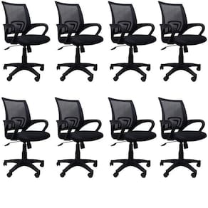 Conjunto 8 Cadeiras de Escritório Giratória Office Santiago Preto
