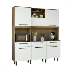 Cozinha Veneza 6 Portas 3 Gavetas Cinamomo com Off White Batrol