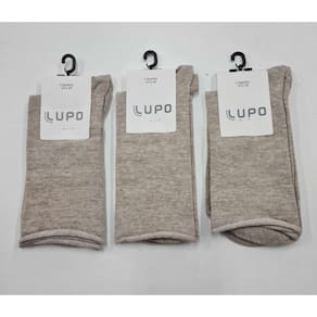 Kit 3 Pares Meia Sem Punho Bege Unissex Algodão Lupo 1275-011.Tamanho 45 a 48.