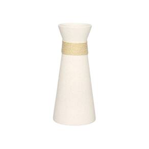Vaso Em Cerâmica Com Sisal Mikonos Off White 10x22cm Haüskraft