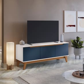 Rack Kappesberg 3 Portas Branco/Azul 136cm