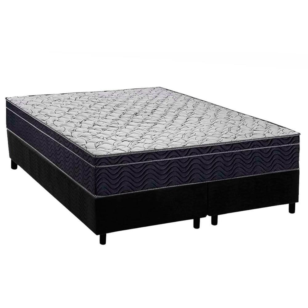 Conjunto Box Queen: Colchão Anatômico Ortobom D45 / Airtech 150 + Base CRC Suede Black(158x198)