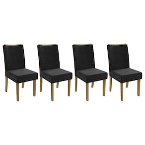 Cadeira Sala de Jantar 2CAD129FR Kit 4 Un Freijo/Veludo Preto A038 - Kappesberg