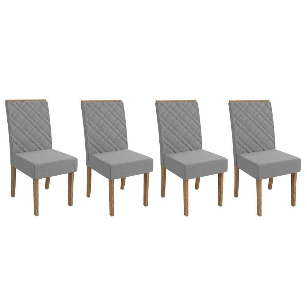 Cadeira Sala de Jantar 2CAD149NG Kit 4 Un Nogueira/Linho Cinza A056 - Kappesberg