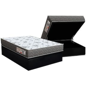 Conjunto Box Baú Casal: Colchão Espuma Orthoflex D33 ComfortPedic Black + Base CRC Suede Black(138x188)