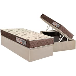 Conjunto Box Baú Solteiro: Colchão Espuma Orthoflex D28 Comfortpedic + Base CRC Suede Clean(88x188)