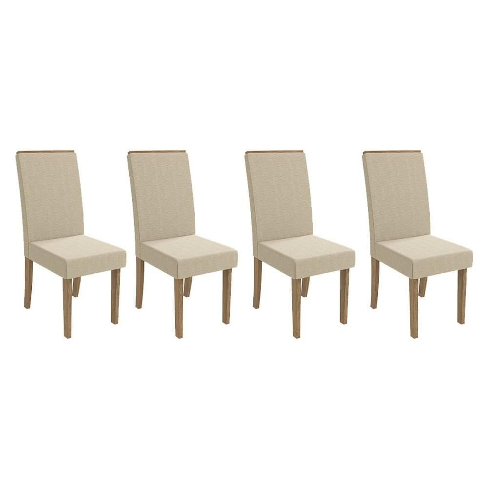 Cadeira Sala de Jantar 2CAD142NG Kit 4 Un Nogueira/Linho Bege A019 - Kappesberg