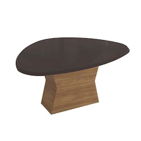 Mesa de Sala Jantar Tília c/Tampo Madeirado c/ Vidro 105x135cm Nogueira/Preto fosco/Vidro preto - Kappesberg