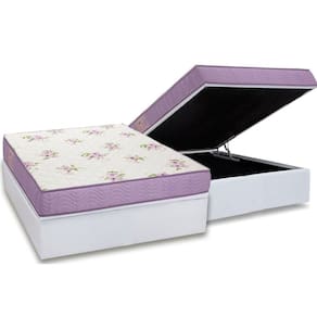 Conjunto Box Baú Casal: Colchão Espuma Ortobom D23 Physical Super Resistente Bordado + Base CRC Courano White(138x188)