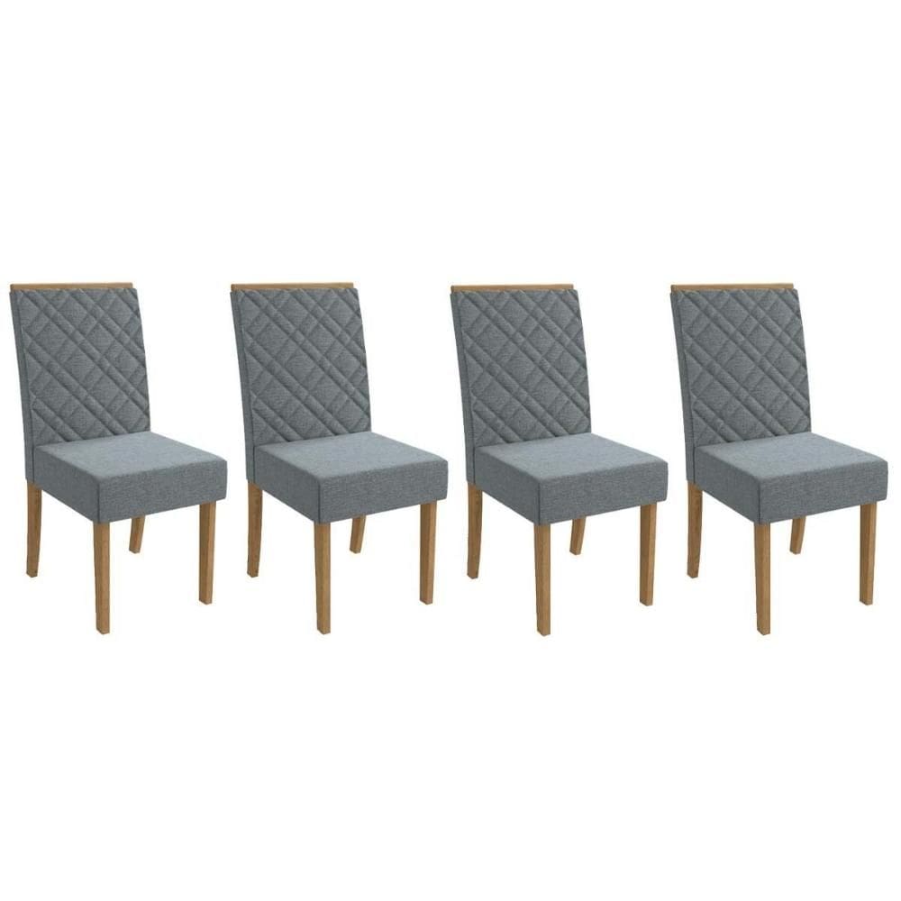 Cadeira Sala de Jantar 2CAD149FR Kit 4 Un Freijo Assento/Encosto Cinza - Kappesberg