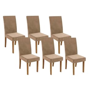 Cadeira Sala de Jantar 2CAD131NG Kit 6 Un Nogueira/Veludo Bege A036 - Kappesberg