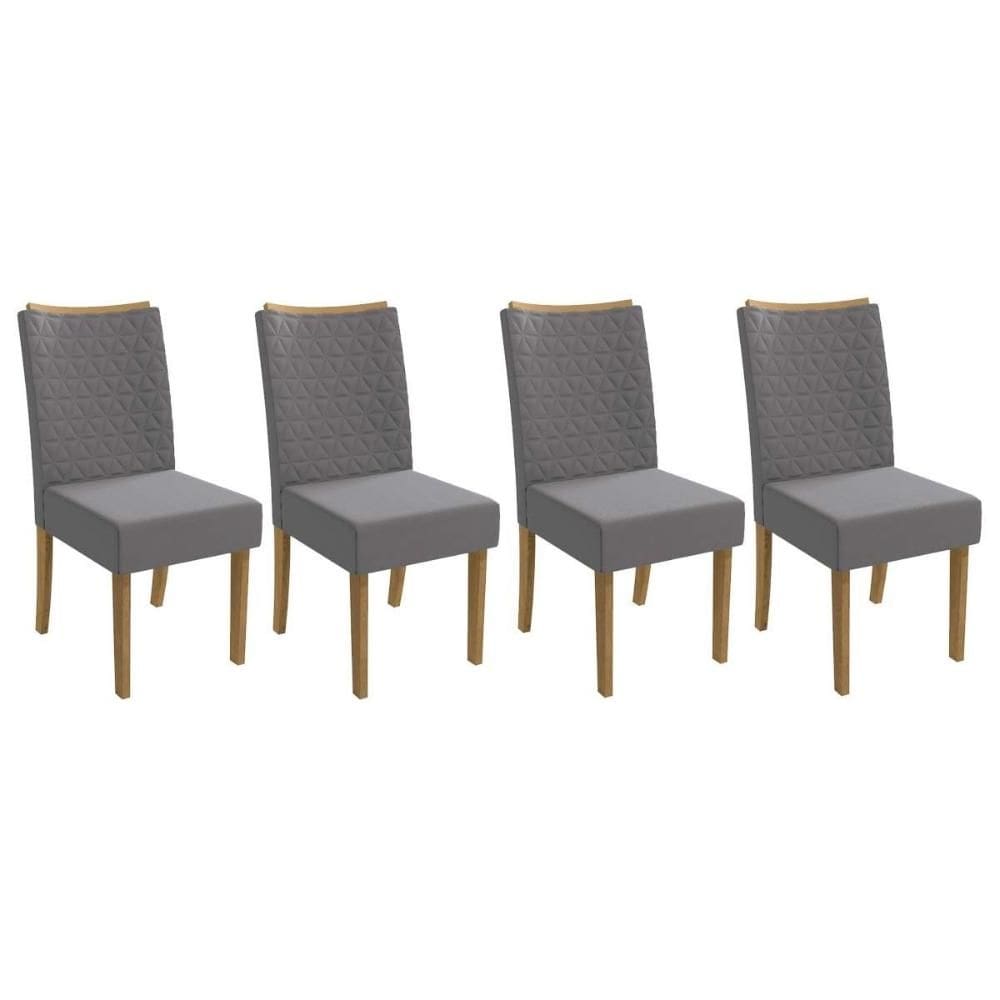 Cadeira Sala de Jantar 2CAD129FR Kit 4 Un Freijo/Veludo Titanio A050 - Kappesberg