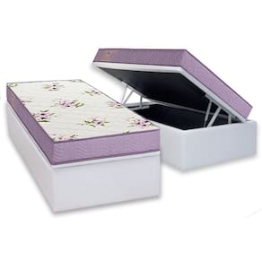 Conjunto Box Baú Solteiro: Colchão Espuma Ortobom D23 Physical Super Resistente Bordado + Base CRC Courano White(88x188)
