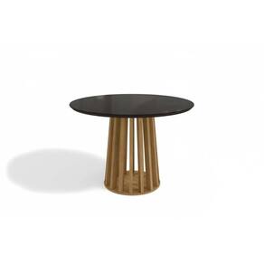 Mesa de Sala Jantar Lavanda c/Tampo Madeirado c/ Vidro 105x105cm Nogueira/Preto fosco/Vidro preto - Kappesberg