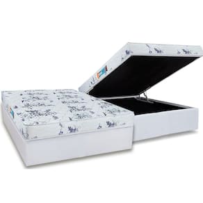Conjunto Box Baú Casal: Colchão Espuma Luckspuma D28 Celebrity Pró Saúde + Base CRC Courano White(138x188)