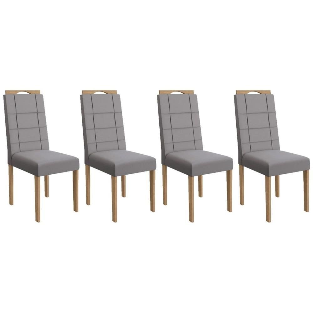 Cadeira Sala de Jantar 2CAD150EA Kit 4 Un Eucalipto/Suede Cinza Titanio A050 - Kappesberg