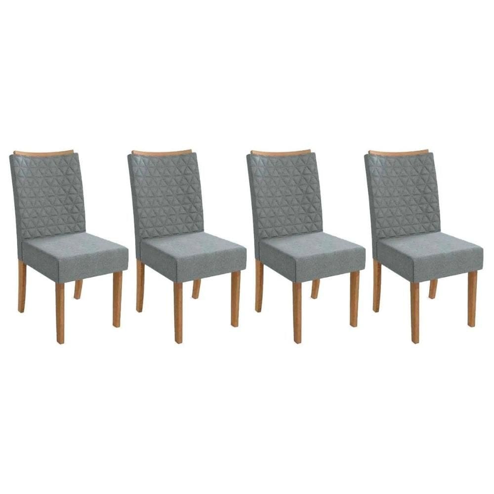 Cadeira Sala de Jantar 2CAD129FR Kit 4 Un Freijo/Linho Cinza A056 - Kappesberg